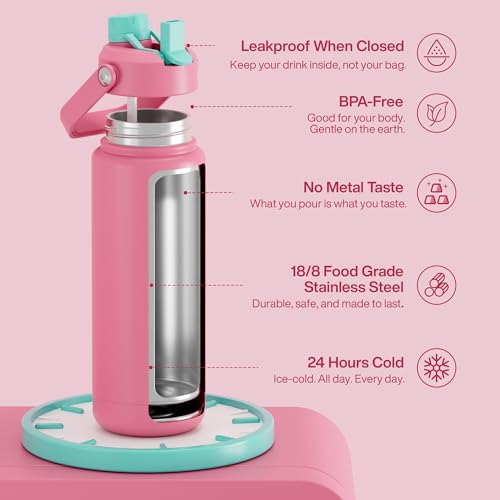 Insulated Water Bottle with Straw Stainless Steel Water Bottle
