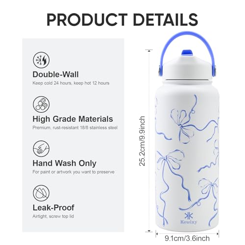 32 oz Insulated Water Bottle with Straw