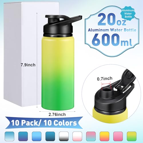 10 Pcs 20oz Aluminum Water Bottles Bulk (10 Count)