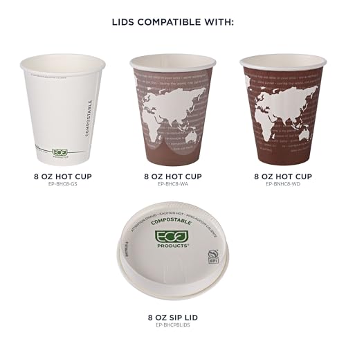 Eco Products Compostable Paper Coffee Cup Lids (1000 Count)