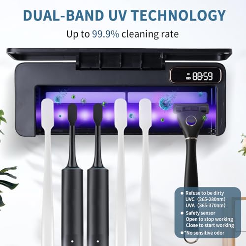 UV Toothbrush Sanitizeri Holder with 99.9% Cleaning