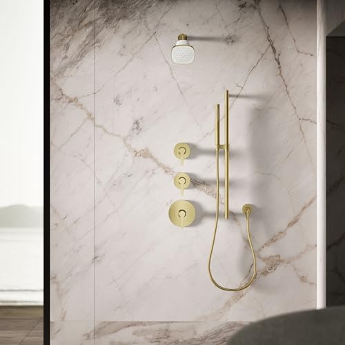 37722-G-2MB Cinq Square Single-Function Filtered Showerhead, Five-Layer Filtration, 1.75 GPM, Contemporary Design, Easy to Clean, Vibrant Brushed Moderne Brass