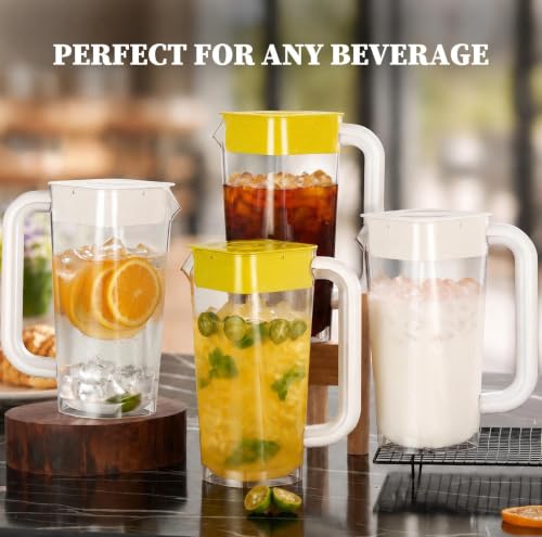 4 Pack 2L 68 oz Plastic Pitcher with Lid & Handle