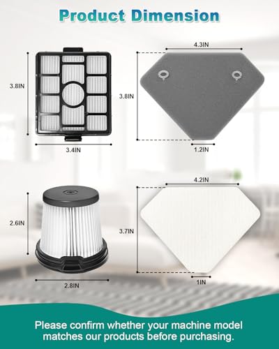 BU3523 BU3521 BU3120 HEPA Filter Replacement Compatible with Shark BU3521 Clean Lightweight Cordless Stick Cleaner (3 Count)
