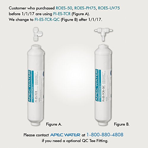APEC FI-ES-TCR-QC 10" High Capacity Inline Carbon Filter with 1/4" Quick Connect Stage-5 for Undersink Reverse Osmosis Water System