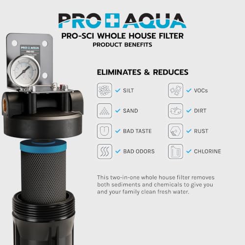 PRO SCI Whole House Single Stage Carbon Infused Water Filter System with Pressure Gauge