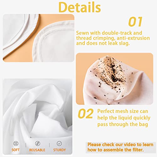 3 PCS Fine Mesh Strainer Bags with Handle (3 Count)
