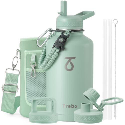 64 oz Water Bottle Stainless Steel with 3 Lids