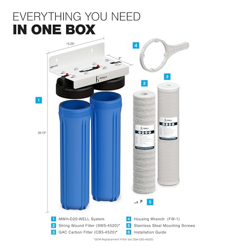 Whole House Filtration System Complete Dual Stage Sediment Chlorine Taste Odor VOC's