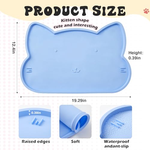 Blue Cat Food and Water Bowl and Non (2 Count)