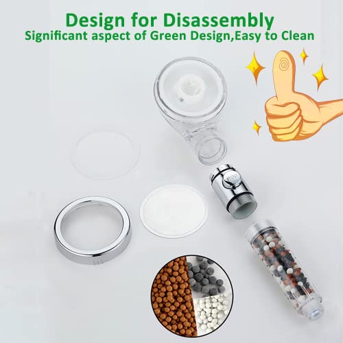 Filter Showerhead with Bracket Metal Hose High Pressure Handheld Shower Purifying Hard Water Softener Chlorine Flouride Filter Multi Modes Changeable Shower head Fresh Dry Skin & Hair Loss