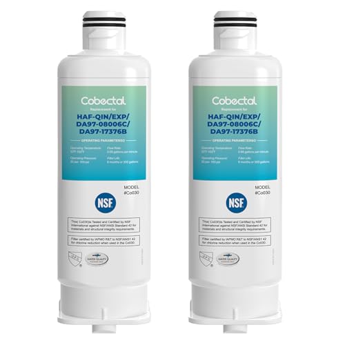 HAF-QIN/EXP Water Filter Replacement for samsung Haf-qin DA97-17376B RS27T5200SR RS22T5201SR RF27T5241SR RF23M8070SG DA97-08006C Rf28T5001SR RF27T5201SR RF27T5201SG Water Filter,2 pack,by Cobectal (2 Count)