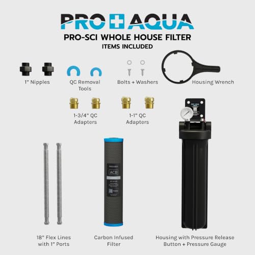 PRO SCI Whole House Single Stage Carbon Infused Water Filter System with Pressure Gauge