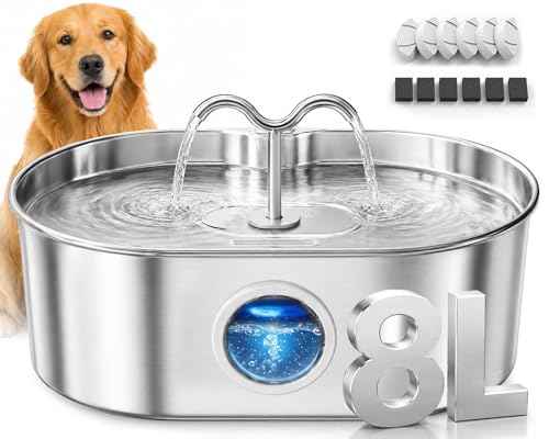 8L/270oz/2Gallon Stainless Steel Dog Water Fountain Pet Fountain