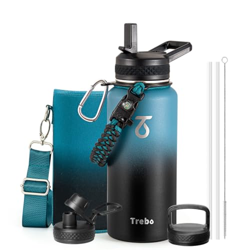Insulated Water Bottle 32 oz with 3 Lids