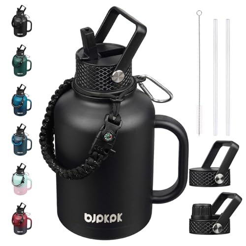 50oz Insulated Water Bottle with Straw Lid Stainless Steel Water Jug