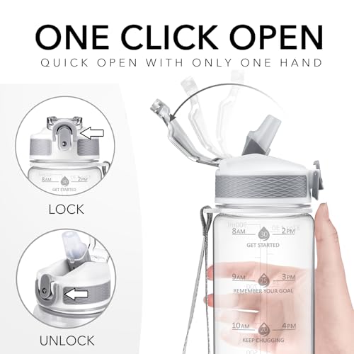 Clear Plastic Water Bottle With Straw & Time Marker