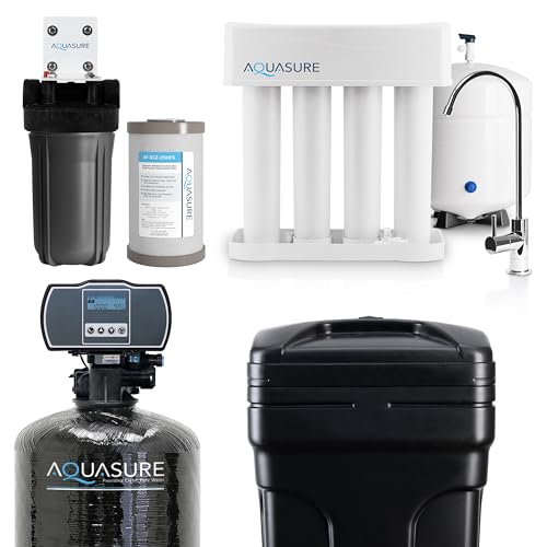 64 000 Grains Whole House Water Filtration Bundle with Digital Metered Control Softener