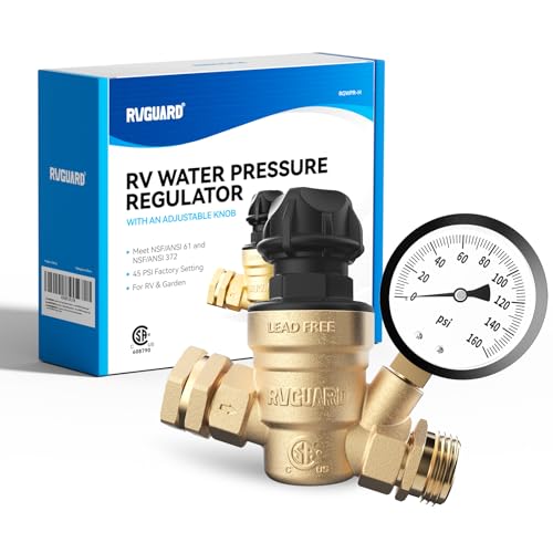 RV Water Pressure Regulator Valve With Adjustable Knob