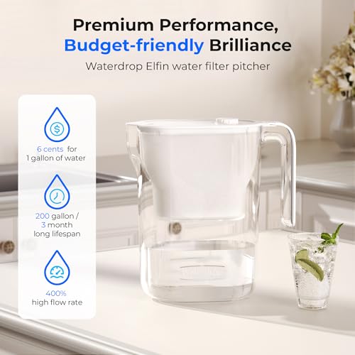 PT-05W-L Water Filter Pitcher, 7-Cup, NSF Certified, White