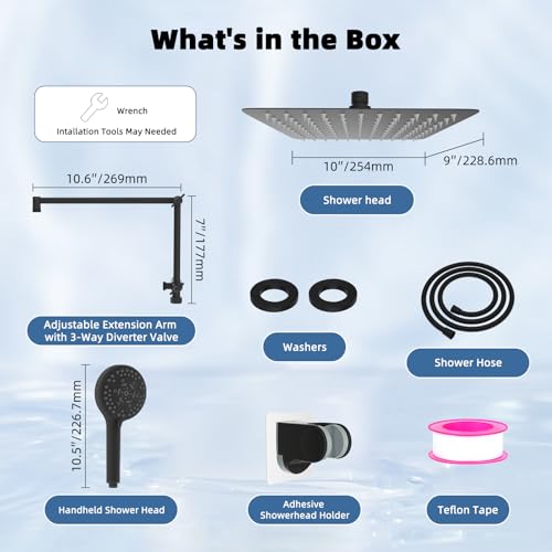 Metal 10" Rain Shower Head with Handheld