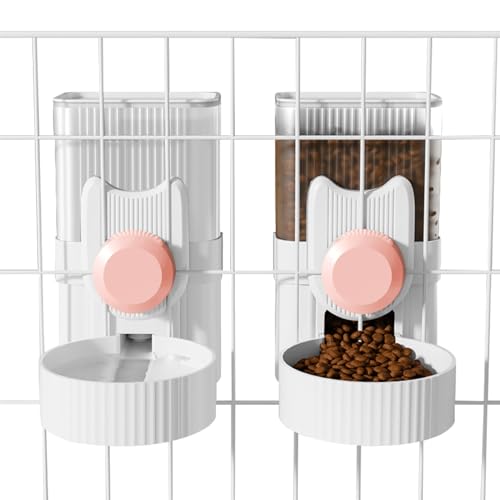 Hanging Cage Auto Pet Food Bowl Water Bottle Dispenser