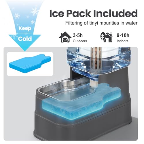 Automatic Dog Water Dispenser Gravity Stainless Steel Water Feeder Cat Waterer Feeder with Wide Mouth Bowl for Small Medium Dog Puppy Kitten