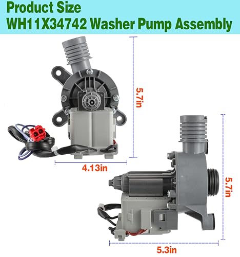 Upgraded) WH11X34742 Washer Pump Assembly Fit for Frigidaire 11001011000071 5304511363 FFTW4120SW Washing Machine Drain Pump Motor