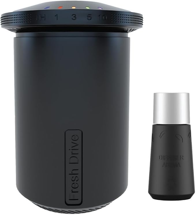 Combo Pack - Dr Scent Car Diffuser Fragrance Machine (Black) with Portable Aroma (10ml) (Event)