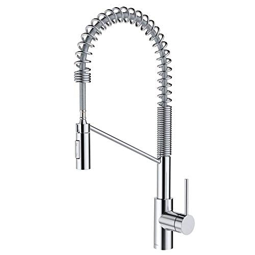 Oletto Commercial Style Single Handle Pull Down Kitchen Faucet with QuickDock Top Mount Installation Assembly in Chrome