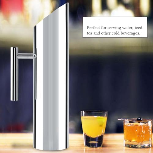 Stainless Steel Water Pitcher Cold Beverage Carafe with Ice Guard Easy Pouring for Home Hotel 1L 1.5L 2L Silver Polished Metal Jug Single Wall Serving Pitcher