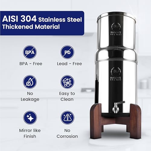2.25G Water Filter System with Teak Stand & Fluoride Filter