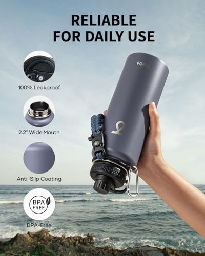 Water Bottle Insulated 40 oz with 3 Lids