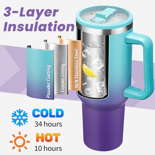 40 oz Tumbler with Flip Straw & Handle