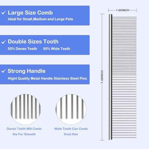 2PCS Slicker Brush for Dogs & Pet Comb