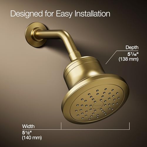 33631-G-2MB Cinq Round Single-Function Filtered Showerhead, Five-Layer Filtration, 1.75 GPM, Full Coverage Spray, Premium Durable Material, Vibrant Brushed Moderne Brass