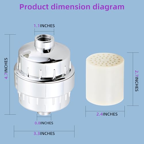 Shower Filter for Hard Water Two Replacement Cartridge High Output