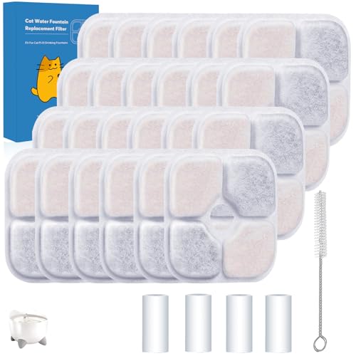 24 Pack Cat Water Fountain Filter Compatible With Cat Pixi Water Fountain Filter Replacement Triple Action Water Filter (24 Count)