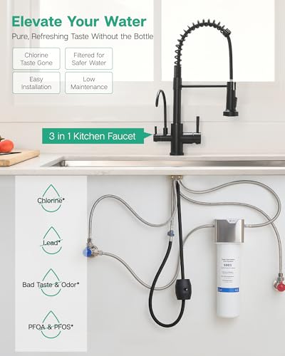3 in 1 Kitchen Faucet with Pull Down Sprayer Matte Black