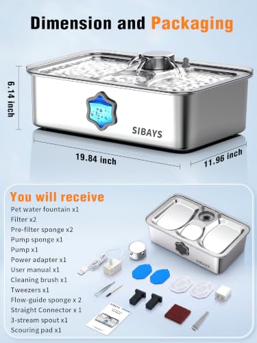 4.5Gal 17L Dog Water Fountain for Large Dogs