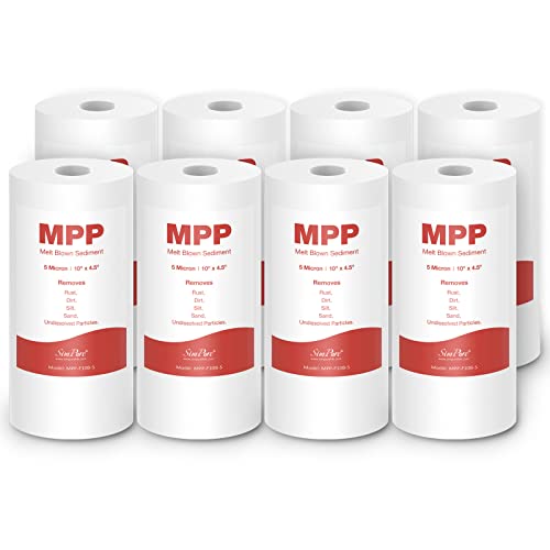 5 Micron 10" x 4.5" Whole House Sediment Water Filter Cartridge (8 Count)