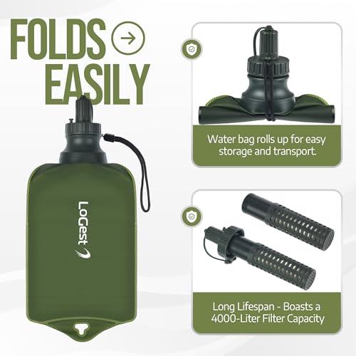 Portable Foldable Water Filter Bag with Hose