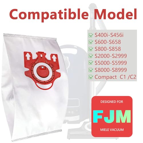 3D Airclean Dust Bags Replacement for Miele FJM Vacuum Compact C2 (10 Count)