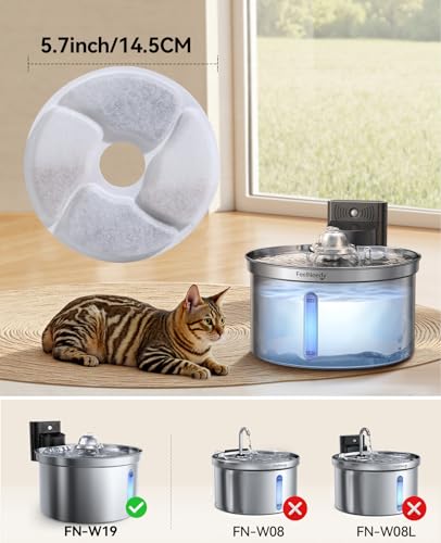 6 Pack Cat Water Fountain Filter & 6 Pack Pump Sponges Replacement for [FN
