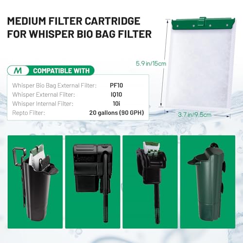 10 Count Medium Filter Cartridges Compatible with Whisper Bio Bag Filters