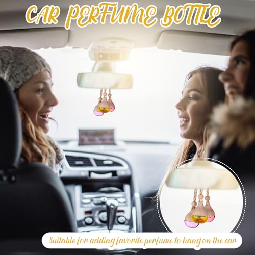 60 Pcs Hanging Car Air Freshener Car Diffuser Bottle Empty Glass Perfume Bottles Air Freshener Diffuser Bottle Pendant for Essential Oils Fragrance Aromatherapy Ornament Decor (60 Count)
