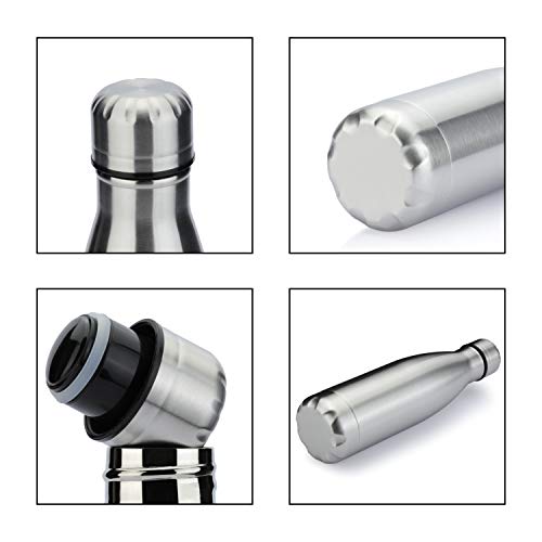 17oz Sport Water Bottle 4 Pack Vacuum Insulated Stainless Steel Leak (4 Count)