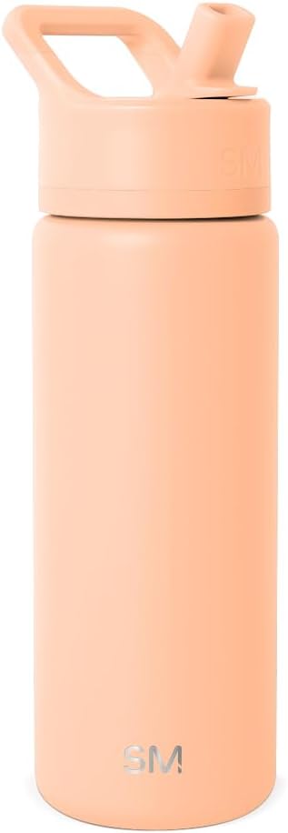 Simple Modern Kids Water Bottle with Straw Lid | Vacuum Insulated Stainless Steel Metal | Reusable Leak Proof BPA-Free Thermos for School | Summit Collection | 18oz, Bellini