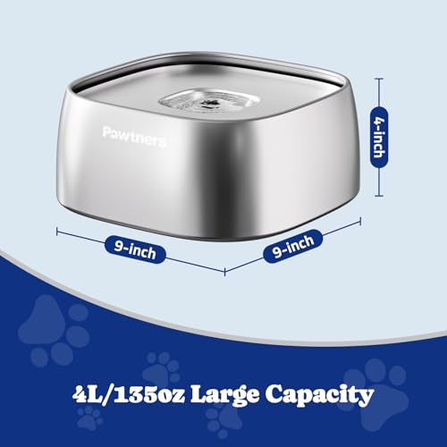 All Stainless Steel Dog Water Bowl No Spill