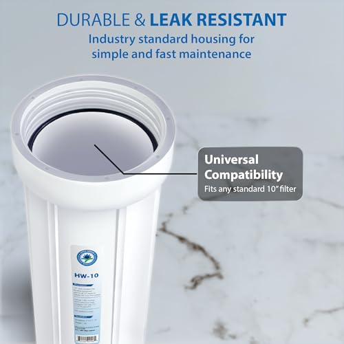 HW-10 10-Inch White Filter Housing with 1/4-Inch John Guest Fittings